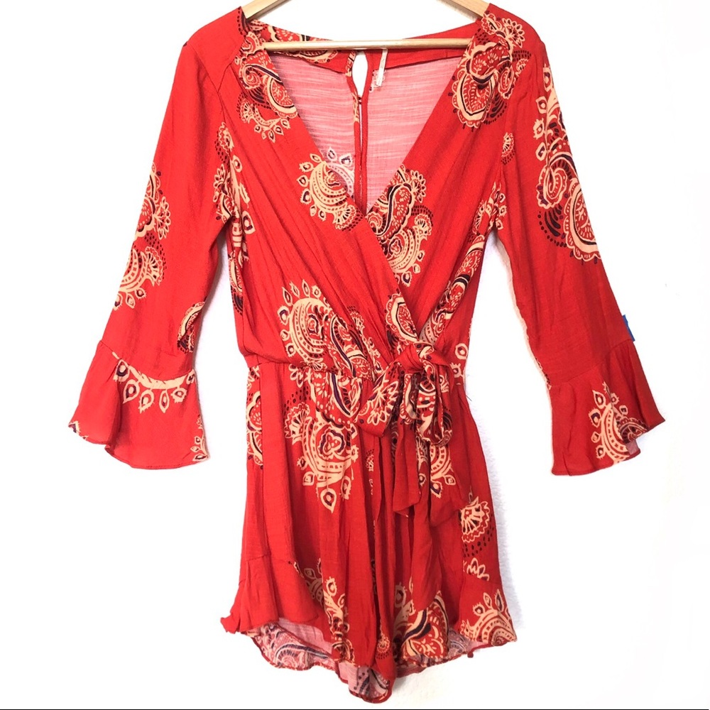 Free People All The Right Ruffles Romper Sz Small - Picture 6 of 11